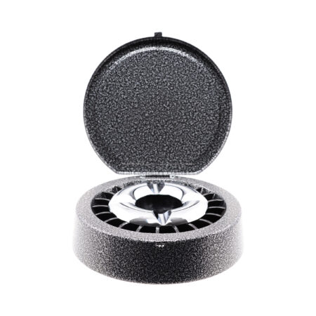Cendrier noir rond avec couvercle X 6 Pces