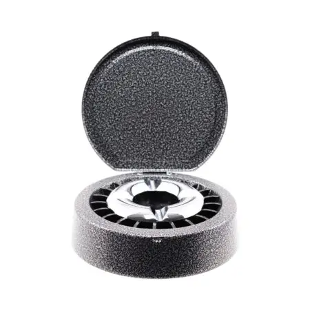 Cendrier noir rond avec couvercle X 6 Pces