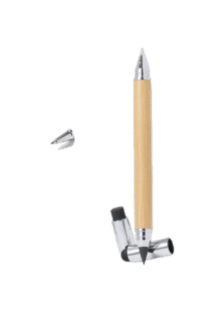 Stylo bille encre bleu & crayon eternel  2 en 1 en bambou