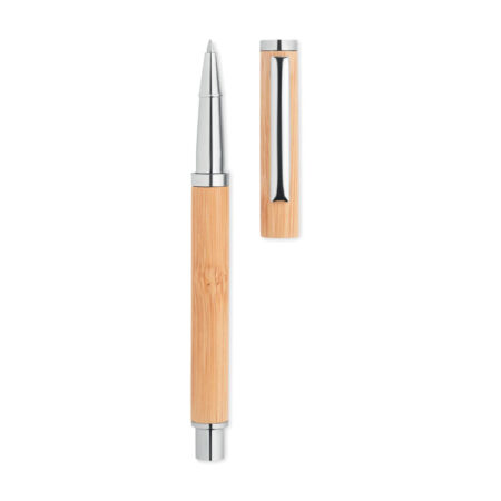 Stylo bille en bambou, encre gel bleue