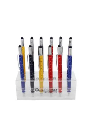 Stylo bille stylet + 6 outils (tournevis, règle, niveau..) x16