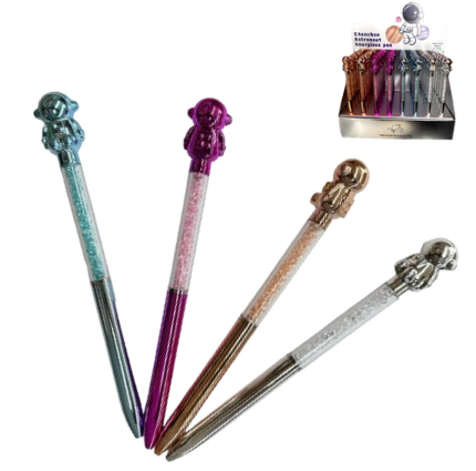 Stylo bille "Astronaute sablier pailette" Couleurs assorties x48