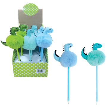 Stylo bille décor dinosaure fourrure assortis X12