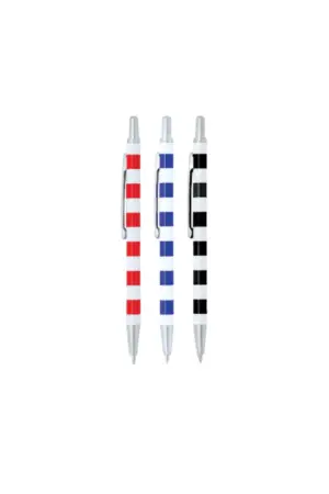 Stylo bille métal à rayures pour agenda, coloris assortis x 30