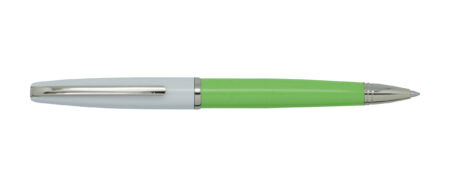 Stylo bille laqué, vert et crème, attributs dorés