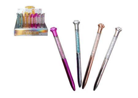 Stylo bille "patte de chat sablier paillette" Couleurs assorties x48