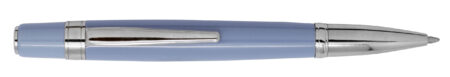 Stylo bille métal laqué bleu, attributs chromés