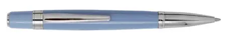 Stylo bille métal laqué bleu, attributs chromés