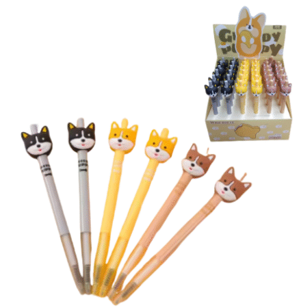 Stylo bille retractable motif chiot x36