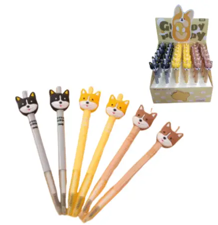 Stylo bille retractable motif chiot x36
