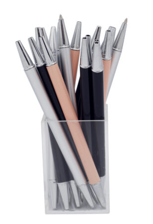 Stylo bille métal double embouts pour encre noire ou rouge , 3 couleurs assortie
