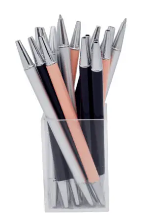 Stylo bille métal double embouts pour encre noire ou rouge , 3 couleurs assortie