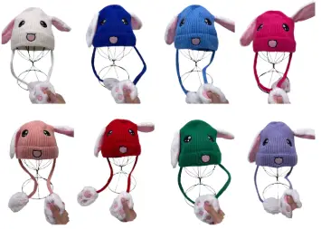 Bonnet lapin avec oreille rétractables en appyant sur les petitespattes x8