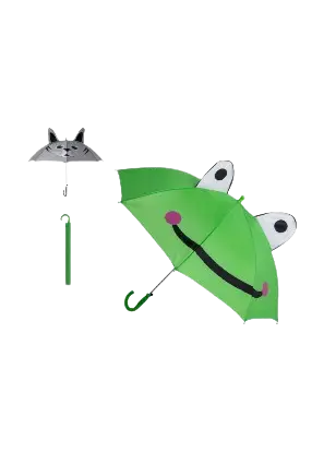 Parapluie pour enfant avec des dessins amusants de chat et de grenouille. en polyester