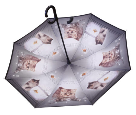 Parapluie inversé motif chat