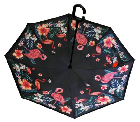 Parapluie inversé motif flamants roses x 4
