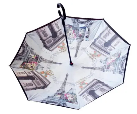 Parapluie inversé motif monuments de Paris x 4