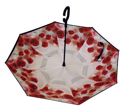 Parapluie inversé motifs coquelicots