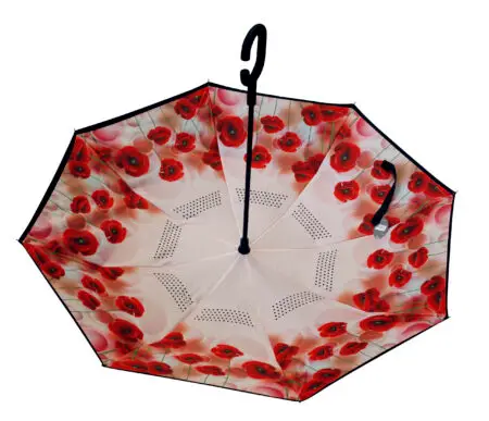 Parapluie inversé motifs coquelicots