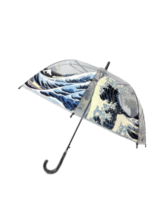 Parapluie automatique transparent cloche, thème peinture japonaise "Hokusai"