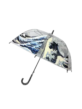 Parapluie automatique transparent cloche, thème peinture japonaise "Hokusai"