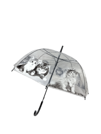 Parapluie automatique, cloche transparent  thème " Chats couronnés fleurs "