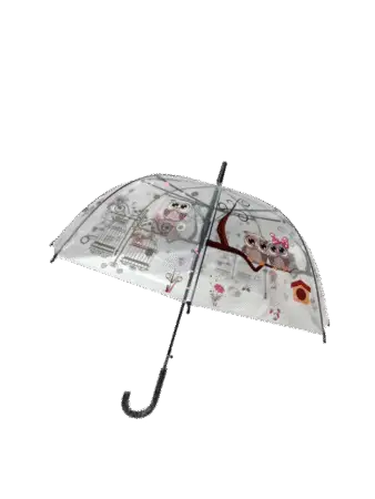 Parapluie automatique, cloche transparent  thème " Hibou "