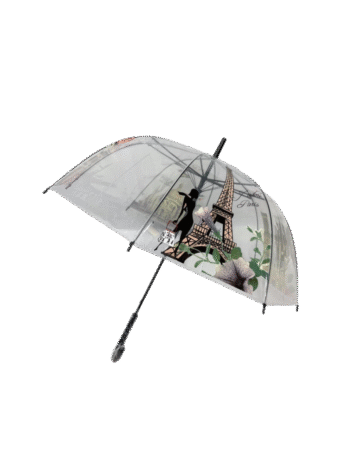 Parapluie automatique transparent cloche, thème "monuments de paris" couleurs