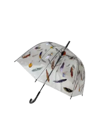 Parapluie automatique, cloche transparent  thème " Plumes "