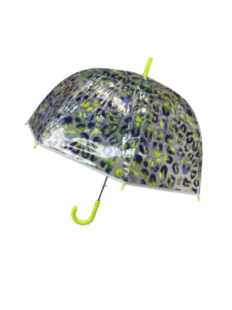 Parapluie automatique, cloche transparent  thème " Leopard fluo "