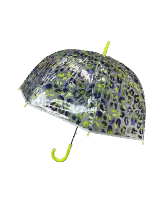 Parapluie automatique, cloche transparent  thème " Leopard fluo "