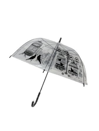 Parapluie automatique, cloche transparent  thème " Cage oiseaux "