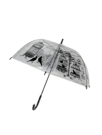 Parapluie automatique, cloche transparent  thème " Cage oiseaux "