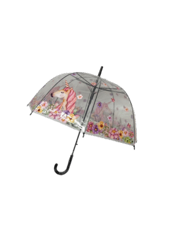 Parapluie automatique, cloche transparent  thème " Licorne "