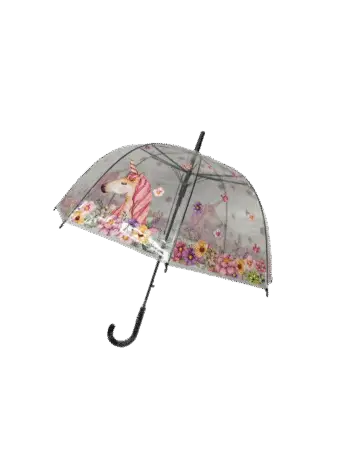 Parapluie automatique, cloche transparent  thème " Licorne "