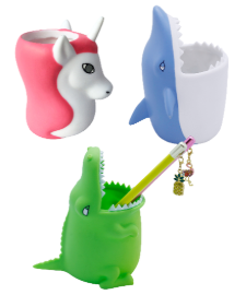 Pots à crayons forme crocodile, requin et licorne, assortiment x 12 pcs