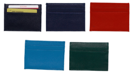 Etui porte cartes 4 compartiments extra plat en cuir coloris assortis X12