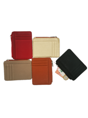 Etui extra plat multi porte cartes avec porte monnaie zippé en cuir couleurs assorties