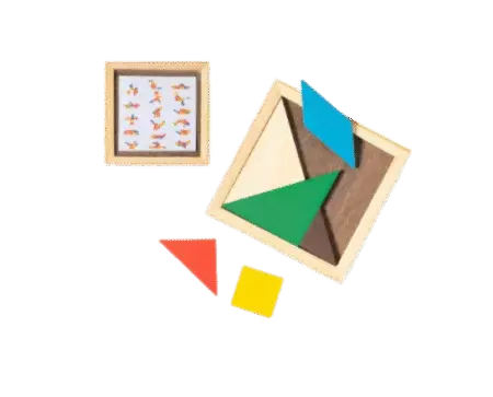 Puzzle en bois avec pièces multicolores pour développer l´ingéniosité et les aptitudes des plus petits. 7 Pces