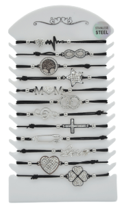 Bracelet ajustable en acier chromé inox assortis x 12