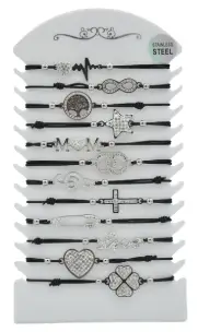 Bracelet ajustable en acier chromé inox assortis x 12