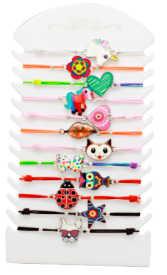 Bracelets fantaisie, différents types d'animaux et formes, coloris assortis X12