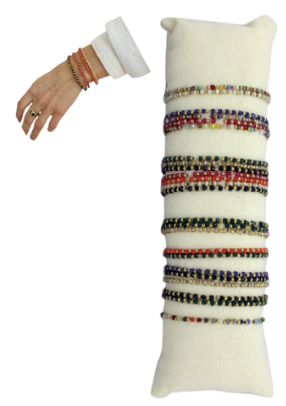 Bracelet élastique en perles et strass et boule métal doré x 24