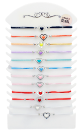 Bracelets multicouleurs en élastique , motifs coeur x 12