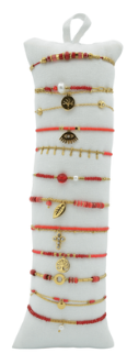 Bracelet acier inox gold et perles corail assortis x12