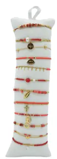 Bracelet acier inox gold et perles corail assortis x12