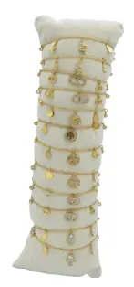 Bracelet acier inox gold avec breloques assortis x12