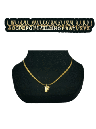 Collier maille plate + lettre initiale en acier inox GOLD x23
