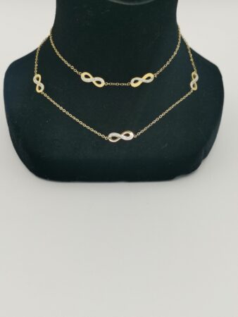 Collier femme doré 2 en 1 en strass & acier inox motif "infini"