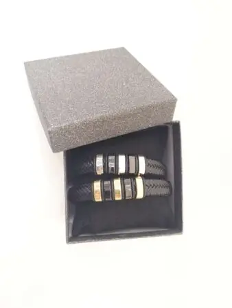 Bracelets homme en cuir et acier inox Silver assortis